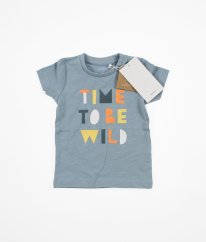 Modrošedé tričko z biobavlny s nápisem NAME IT