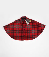 Červený károvaný kabát/pončo s vlnou OVS