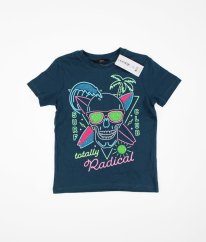 Petrolejové tričko s flitrovým obrázkem GEORGE