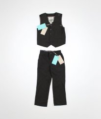 Šedé společenské kalhoty a vesta MONSOON