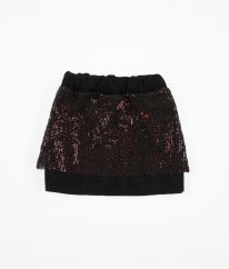 Červenočerná teplá sukně s kamínky