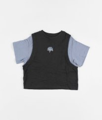 Šedomodré žebrované mikinové tričko ze silné bavlny H&M