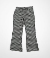 Černobílé kostičkované kalhoty do zvonu F&F