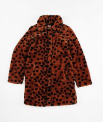Skořicový plyšový kabát s puntíky HEMA