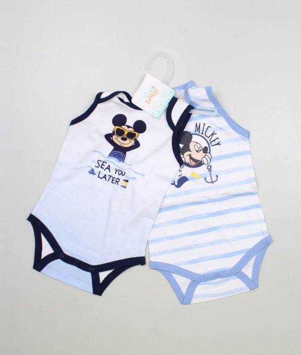 Sada 2ks modré a proužkované tílkové body s obrázky DISNEY