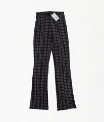 Černofialové kárované kalhoty H&M