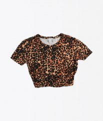 Hnědé crop tričko s leopardím vzorem PRIMARK
