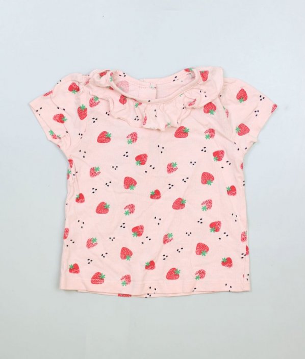 Růžovomeruňkové silnější tričko s obrázky a jahůdkami MATALAN