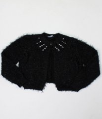 Černý třpytivý chlupatý svetr na knoflík s kamínky GEORGE