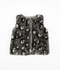Šedomodrá leopardí plyšová vesta NEXT