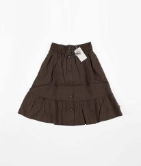 Čokoládová lněná sukně POMP DE LUX