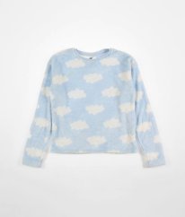 Svetlomodrá plyšová mikina s obláčikmi H&M