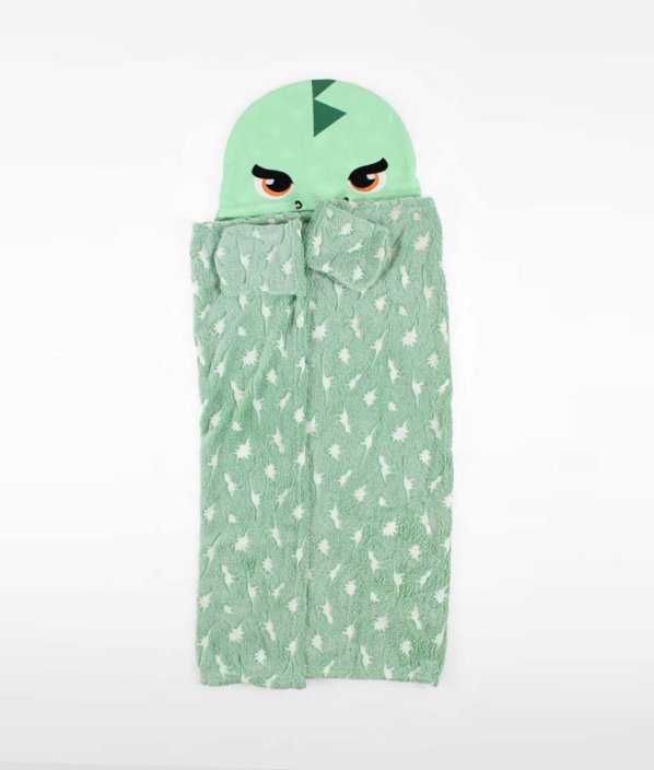 Zelená plyšová deka/župan s kapucí