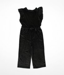 Černý sametový kalhotový overal se zlatým třpytem DUNNES