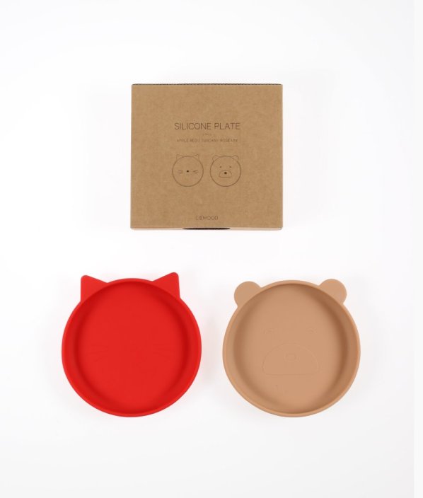 Sada 2 ks silikonových talířků Apple Red/Tuscany Rose Olivia LIEWOOD
