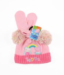Růžová zateplená čepice a rukavičky PEPPA PIG
