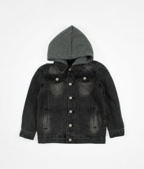 Černá riflová bunda s odnímatelnou kapucí