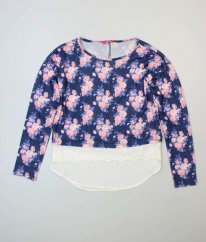 Modrorůžové květované úpletové triko YD