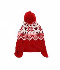 Červeno-biela zateplená čiapka