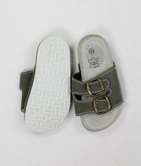 Béžové kožené zdravotní papuče EU 30