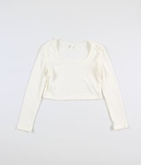 Krémové rebrované crop tričko