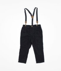 Tmavě modré bavlnou zateplené manšestráky s kšandy H&M