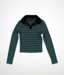 Petrolejové žebrované tričko s límečkem NEW LOOK