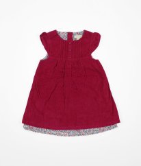 Ružové šaty z jemného menčestra s kvetovanou spodničkou JOJO MAMAN BÉBÉ