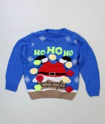 Modrý vánoční svetr