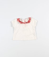 Bílé tričko s květovaným límečkem MATALAN