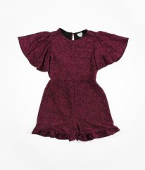 Růžový třpytivý kraťasový overal RIVER ISLAND