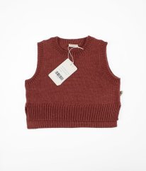 Tmavě růžová svetrová vesta s vlnou POMP DE LUX