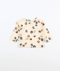 Béžové triko z biobavlny s mušlemi PETIT PIAO