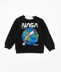 Černá silnější mikina s flitrovým obrázkem H&M