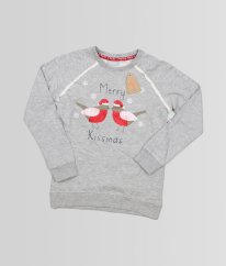 Šedá hebká mikina s ptáčky MATALAN