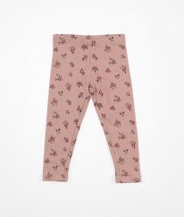 Růžové teplé legíny s květy C&A