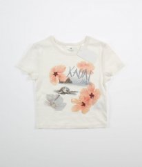 Smetanové crop tričko s květy H&M
