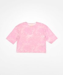 Růžové batikované crop tričko