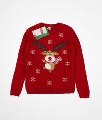 Červený vánoční svetr se sobíkem DE FACTO