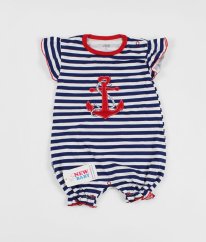 Bielo-modrý pruhovaný overal NEW BABY