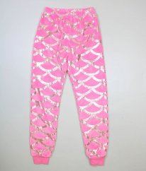 Růžové plyšové pyžamové kalhoty/tepláky