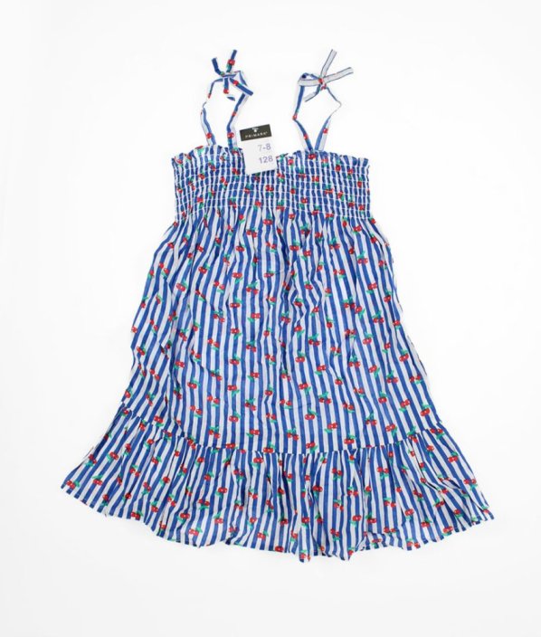 Bélomodré proužkované šaty s třešněmi PRIMARK