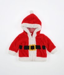 Červenobílý plyšový vánoční kabátek F&F