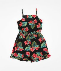 Černý kraťasový overal s květy PRIMARK