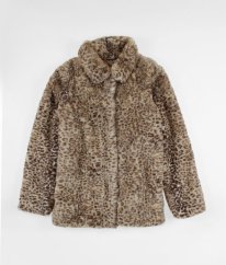 Béžový leopardí plyšový kabát TU