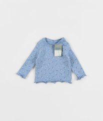 Modré žebrované triko s květy PRIMARK