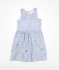 Modrobílé proužkované šaty s motýlky H&M