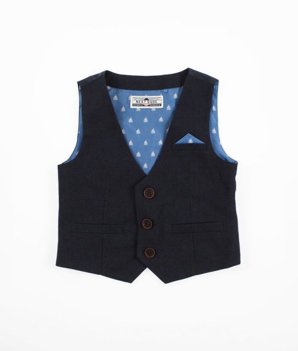 Tmavo šedomodrá spoločenská vesta NEXT