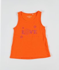 Oranžové dievčenské tielko s trblietavým nápisom