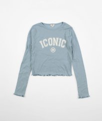 Modrošedé žebrované crop triko RIVER ISLAND